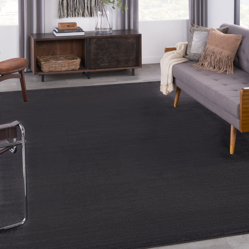 Tapis intérieur / extérieur noir Mullican Sandy, Rectangle 12 pi x 15 pi