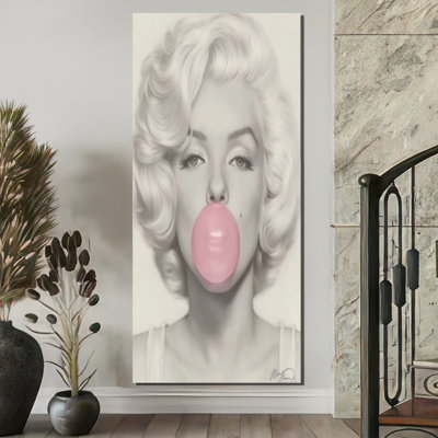 «Pink Grey Marilyn Pop Art Portrait», reproduction sur toile, art mural rose Pop culture
