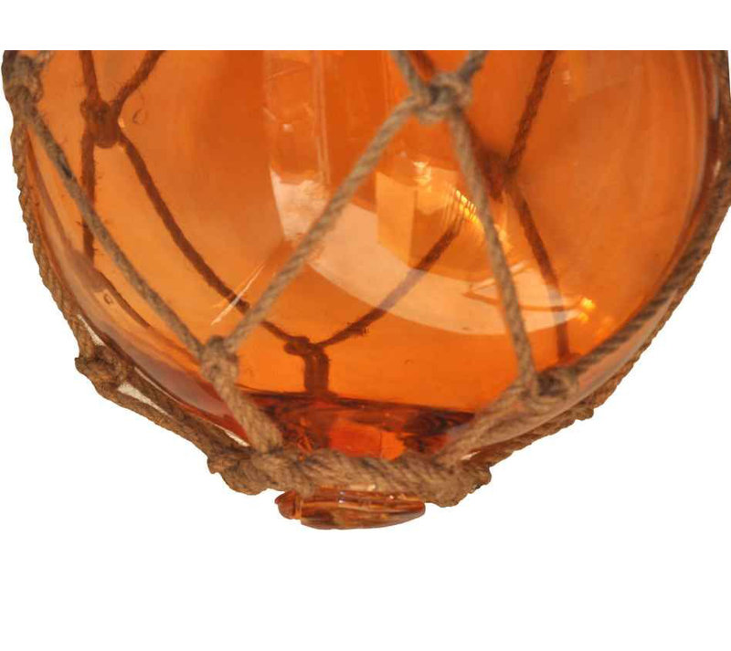 Décoration murale boule flotteur de pêche en verre japonais, H 10 po x l 6 po x P 6 po, Orange / Brun