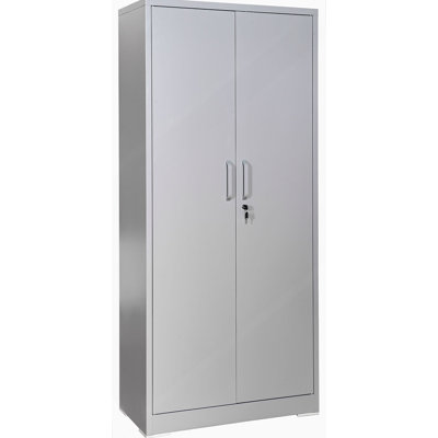 Heavy-Duty Metal Storage Cabinet With Locking Doors And 4 Adjustable Shelves For Garage, Office, Or Warehouse Use.