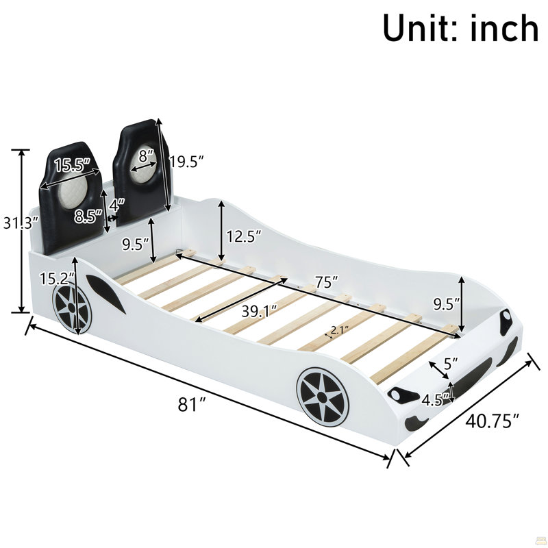 Lit plateforme Wood, Blanc