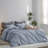 MooMee Duvet Cover Set with Zipper Closure & 8 Interior Ties 100% Washed Cotton Twill Soft Linen Like Textured-107383176-107383186