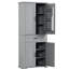 Armoire de salle de bain avec tablette réglable grise - charnières en acier inoxydable, 1 grand tiroir spacieux, 4 portes, construction-2012853160