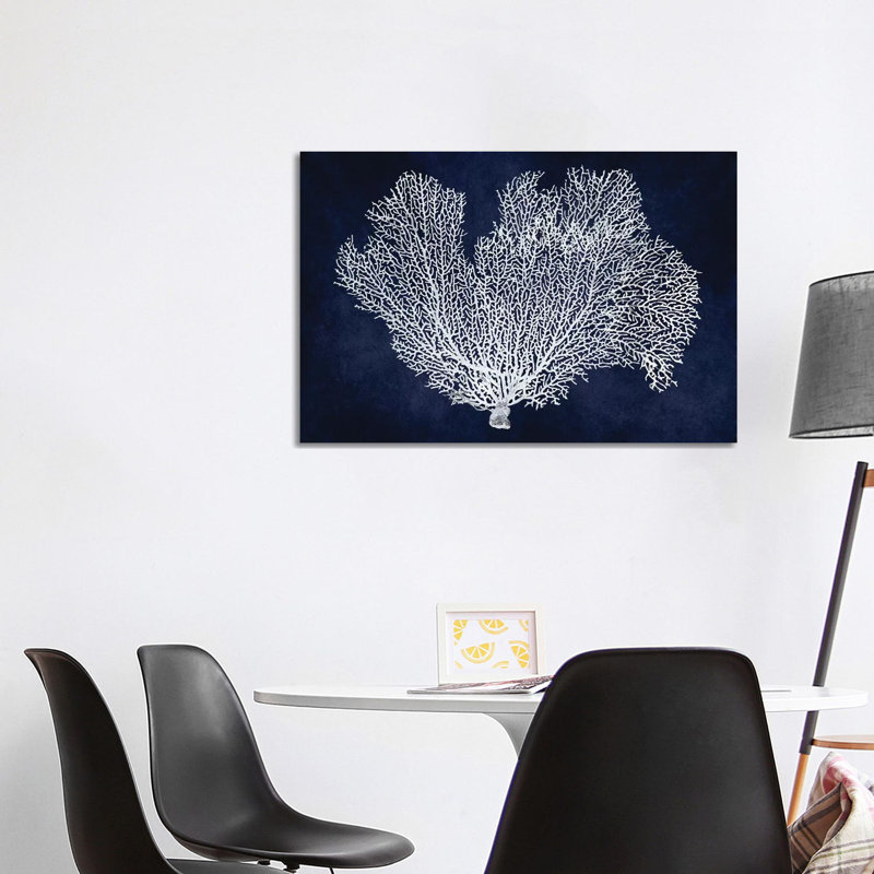 Sea Fan On Indigo I by Melonie Miller - Print on Canvas, 66.04cm H x 101.6cm W x 3.81cm D, Wrapped Canvas