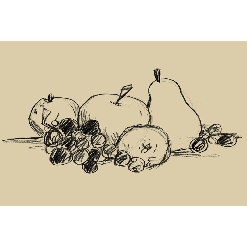 Graphite Fruit I 1 Piece Wrapped Canvas Wall Art, 20cm H x 30cm W