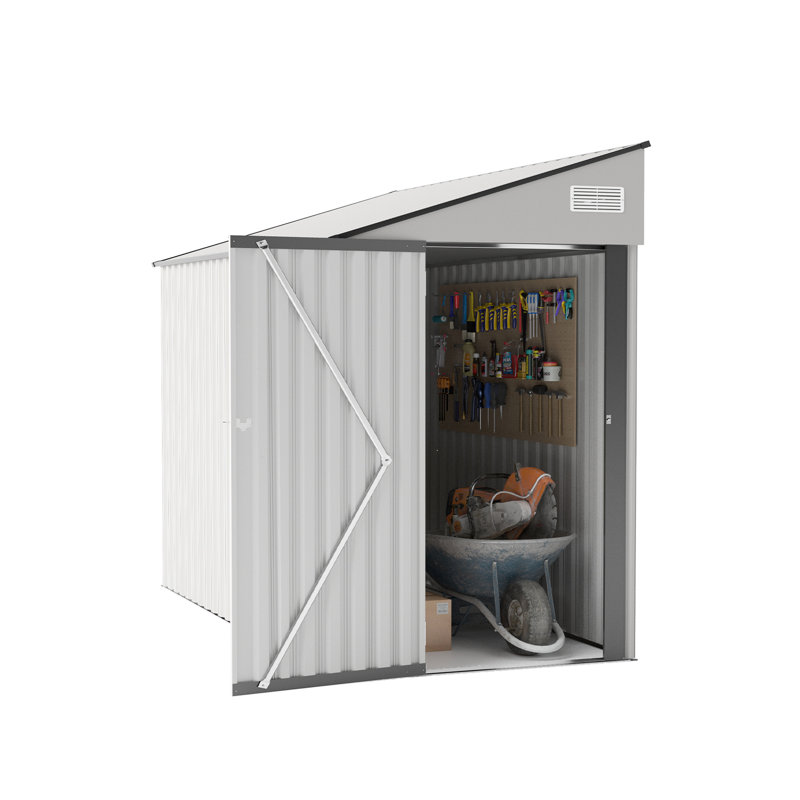 Remise de rangement en métal blanc 4 * 8Ft avec porte latérale à charnière simple, bonne ventilation, pour les dortoirs des travailleurs