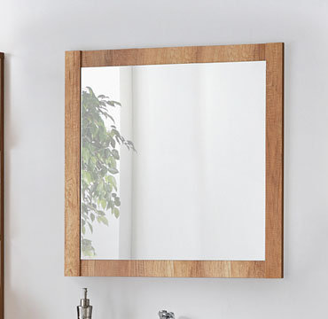 Wood Wall Mirror, 80cm H x 80cm W x 2cm D, Oak