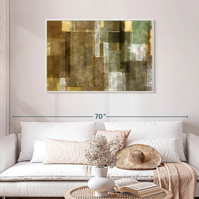 Neema géométrique, Cadre flottant blanc, 43 po x 29 po