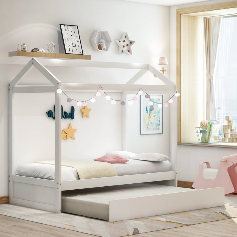 Space-Saving Gaming Loft Bed with LED & Desk, Full, White
