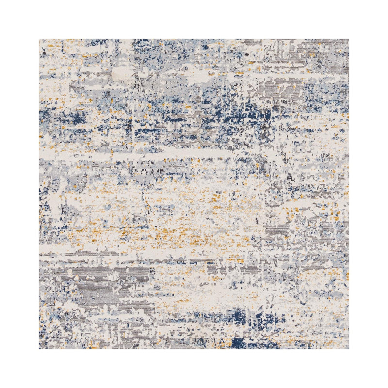 Romig Abstract Machine Woven Polyester Area Rug in Taupe/Mustard/Dark Blue, Rectangle 7'10" x 10'3"
