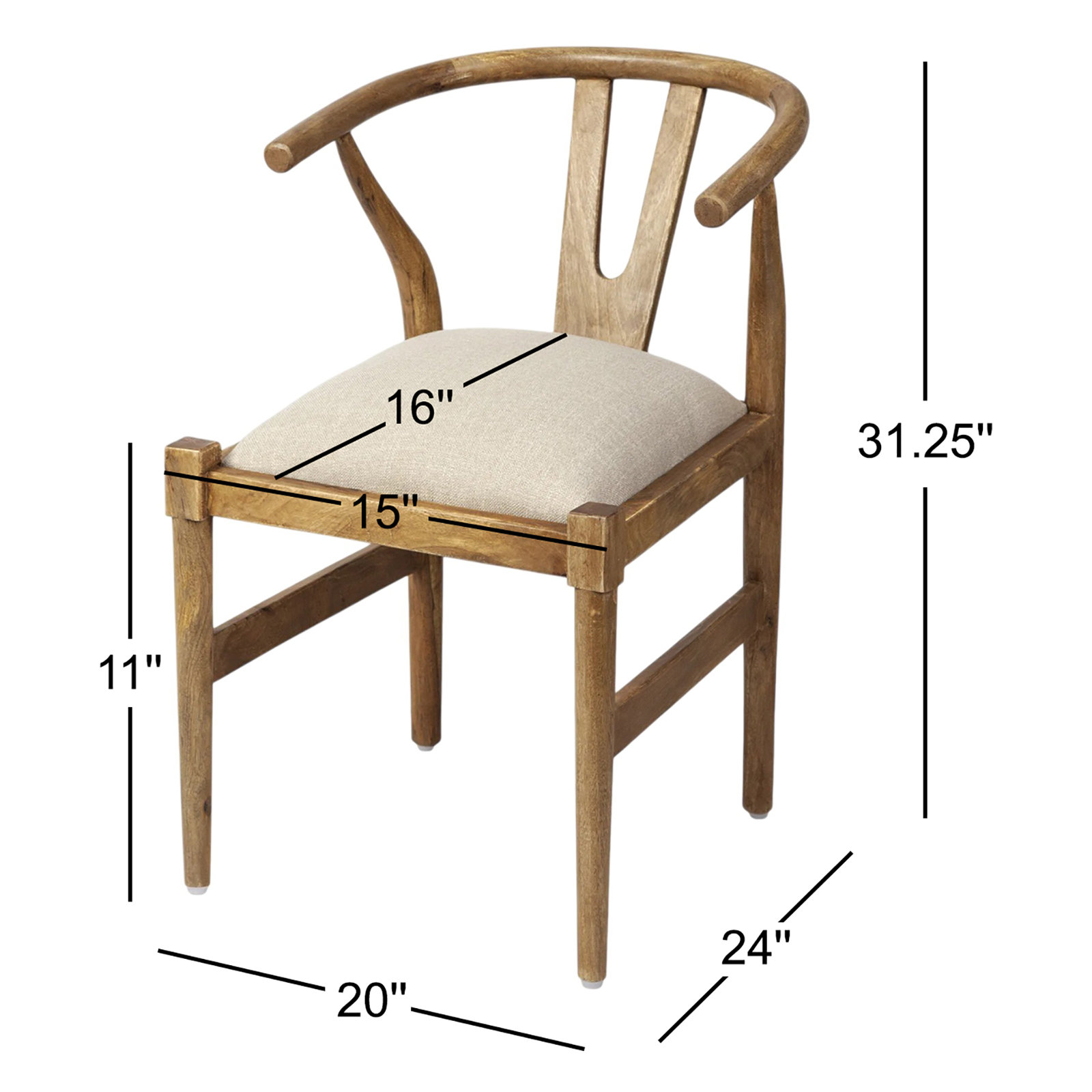 Farringdon Linen Mango Dining Chair, Natural, Light Brown