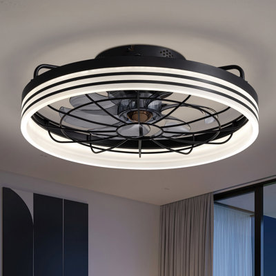  20" Modern Led Ceiling Fan With Light And Remote Control
