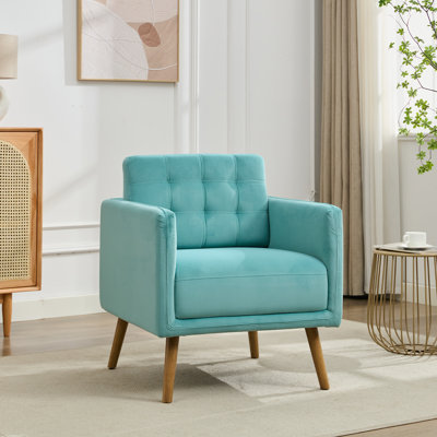Upholstered Armchair with Thick Padded Cushion and Solid Wood Splayed Legs