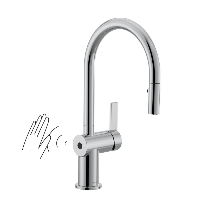 Moen Cia MotionSense Wave Single Handle Pulldown Kitchen Faucet with Power Clean Technology, Chrome