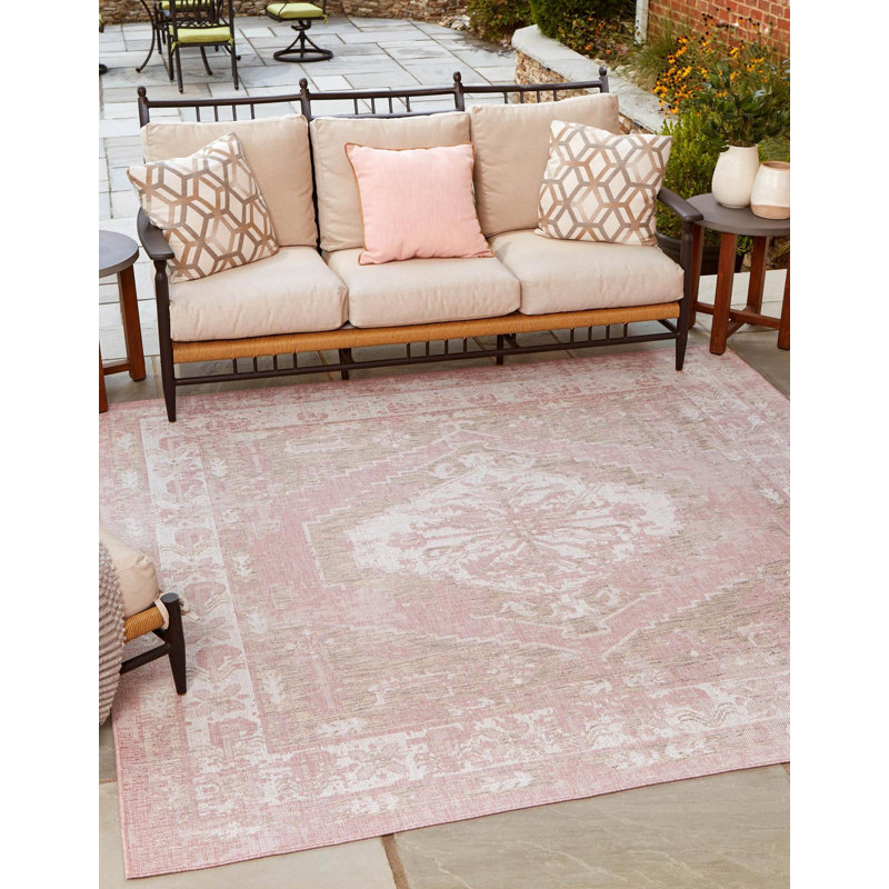 Tapis d'extérieur couleur nil rose, Carré 10 pi x 10 pi