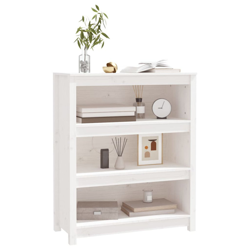 Kylisia 97cm H Solid Wood Standard Bookcase, White, 97cm H x 80cm W x 35cm D
