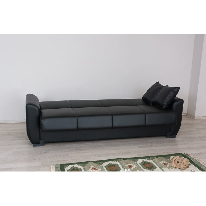 Lola 88" Leather Match Convertible Sleeper Sofa Bed 