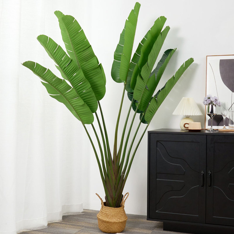 5ft Artificial Banana Leaf Tree Peacock-Shaped Faux Palm Plant