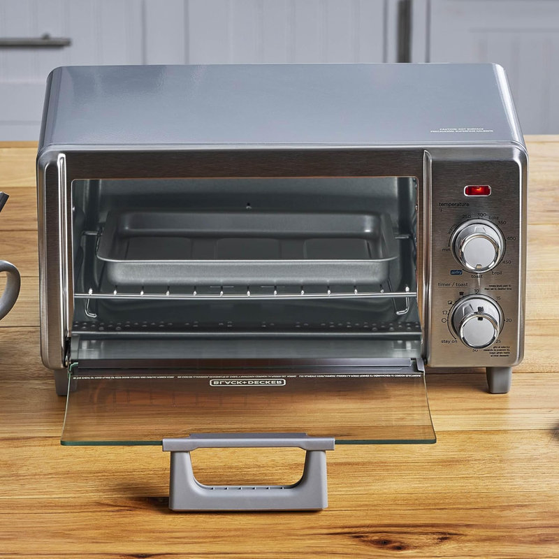 BLACK+DECKER 4-Slice Crisp N Bake Air Fry Toaster Oven, TO1787SS, 5 Cooking Functions, 30 Minute Timer, Stainless Steel