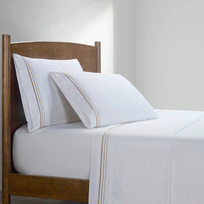 Border Embroidery 100% Cotton Classic Modern Rustic Contemporary Sheet Set