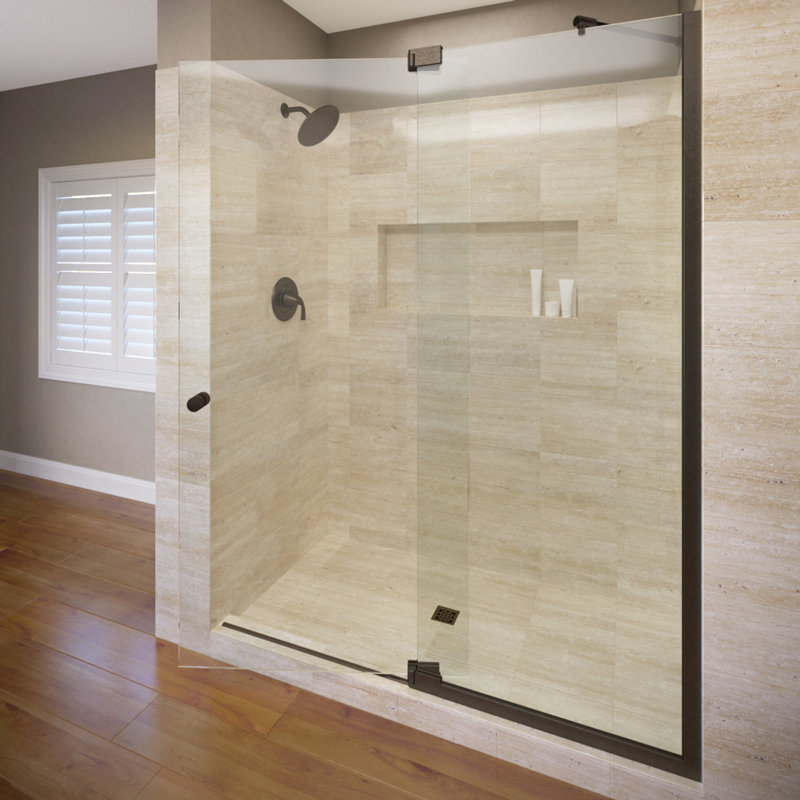 Cantour 76" H Frameless Shower Door, Clear, Oil Rubbed Bronze, 60"