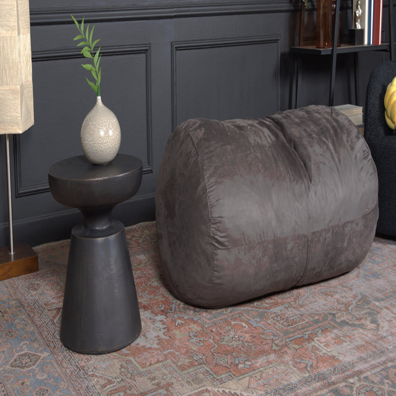 4 Foot Cylindrical Suede Bean Bag, Charcoal