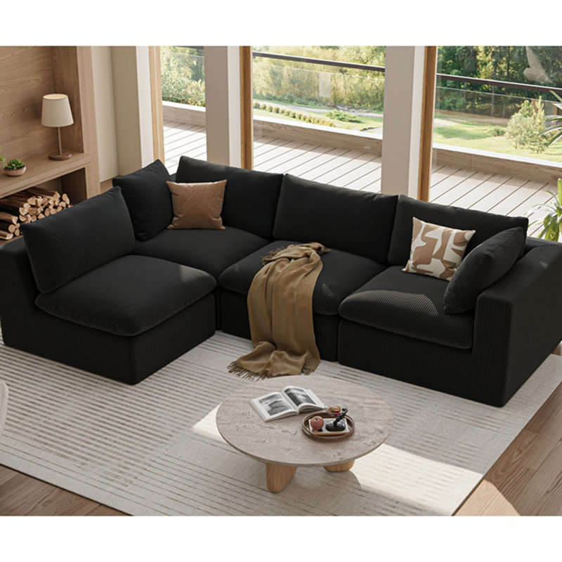 Canapé modulaire modulaire pour canapé, surdimensionné de 135 pouces LoveSapé, canapé en L 4 places, revêtu de velours côtelé avec 2 coussins