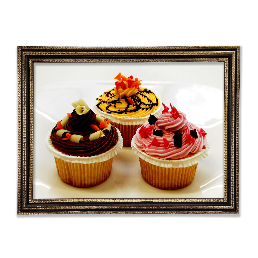 Gerahmtes Wandbild Cupcake Trio