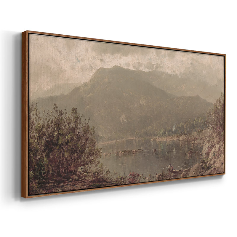 Série paysage - DCCXCV III - Toile tendue avec châssis encadré - Prêt à être accroché, H 21 po x l 41 po, Noyer
