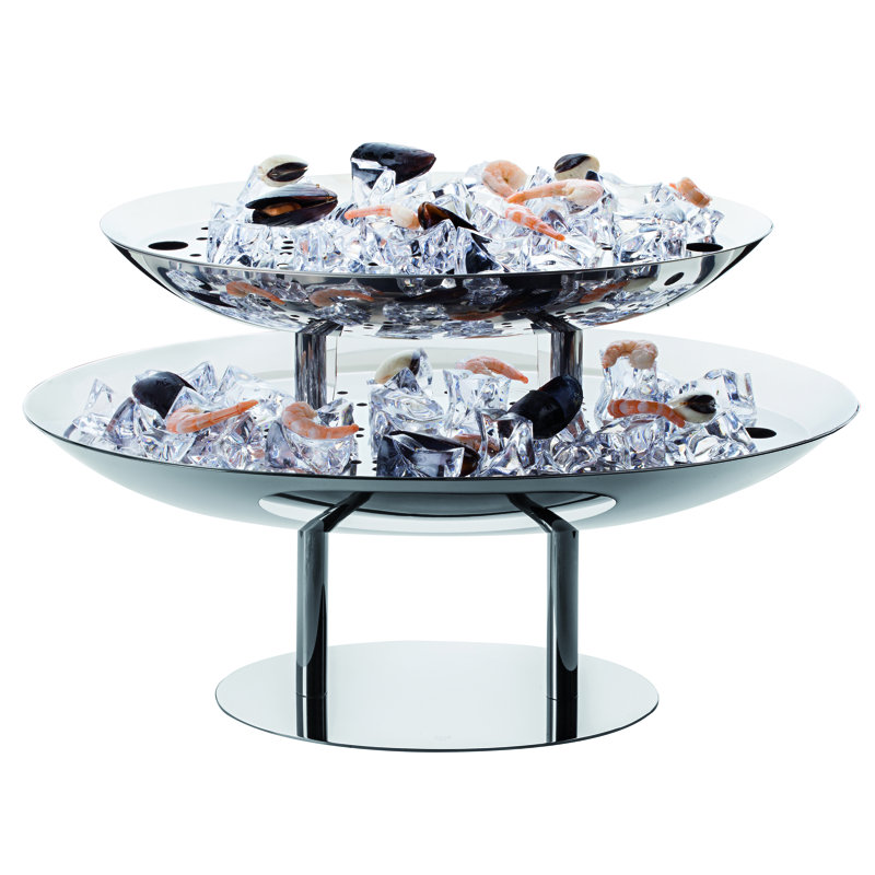 Support à fruits de mer ovale à 2 niveaux Plateau Royal - 12 pièces - Acier inoxydable