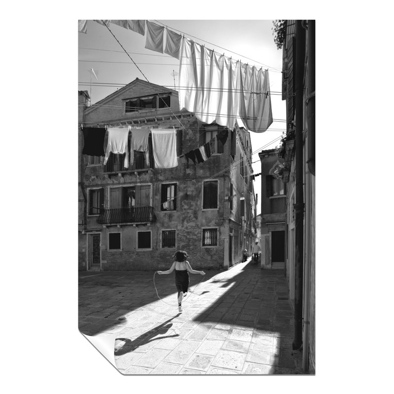 Panther Print Fine Art Prints Black & White Child playing in the street Artistic Unframed Poster, Pictures for Home Walls, Bedroom, Living Room & Bathroom Decor 1 Piece Wall Art