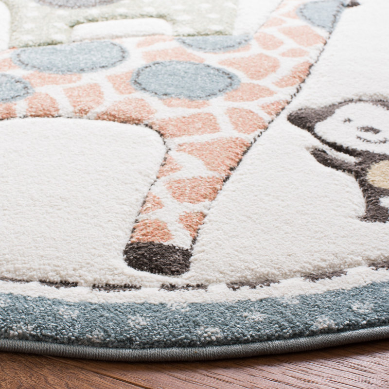 Tapis pour enfants ivoire Burgan, Rond 5 pi 3 po