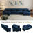 166" Oversized U-Shaped Modular Velvet 4 Seat Sectional Sofa with Ottoman, Navy Blue-934581623