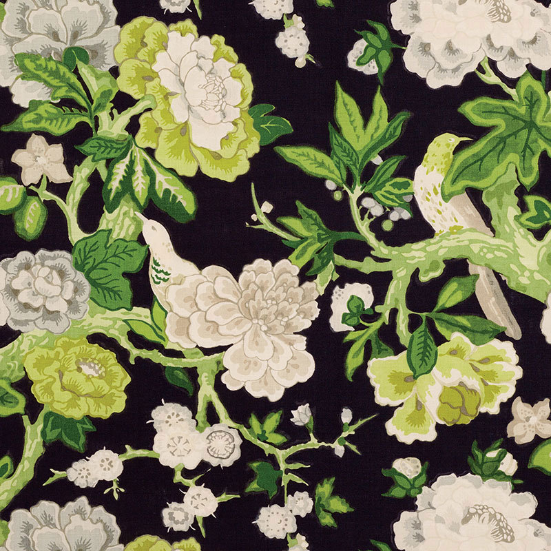 Schumacher x Mary McDonald Bermuda Blossoms Fabric, Jet