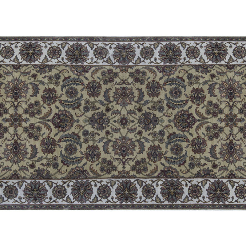 Tapis de couloir doré et ivoire de haute qualité noué à la main Trinity