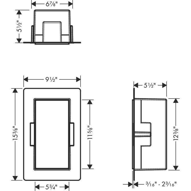 XtraStoris Minimalistic Wall Niche Frameless 12"x 6"x 5.5", Matte Black