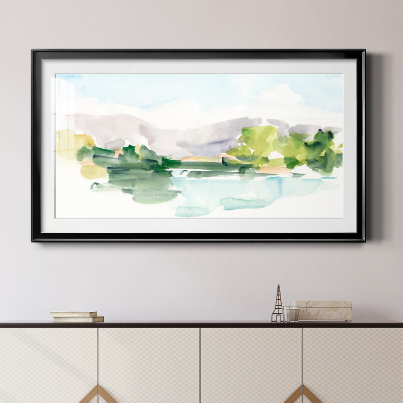 Tangerine Sunset II - peinture encadrée, H 22,5 po x l 42,5 po, Impression encadrée, Black
