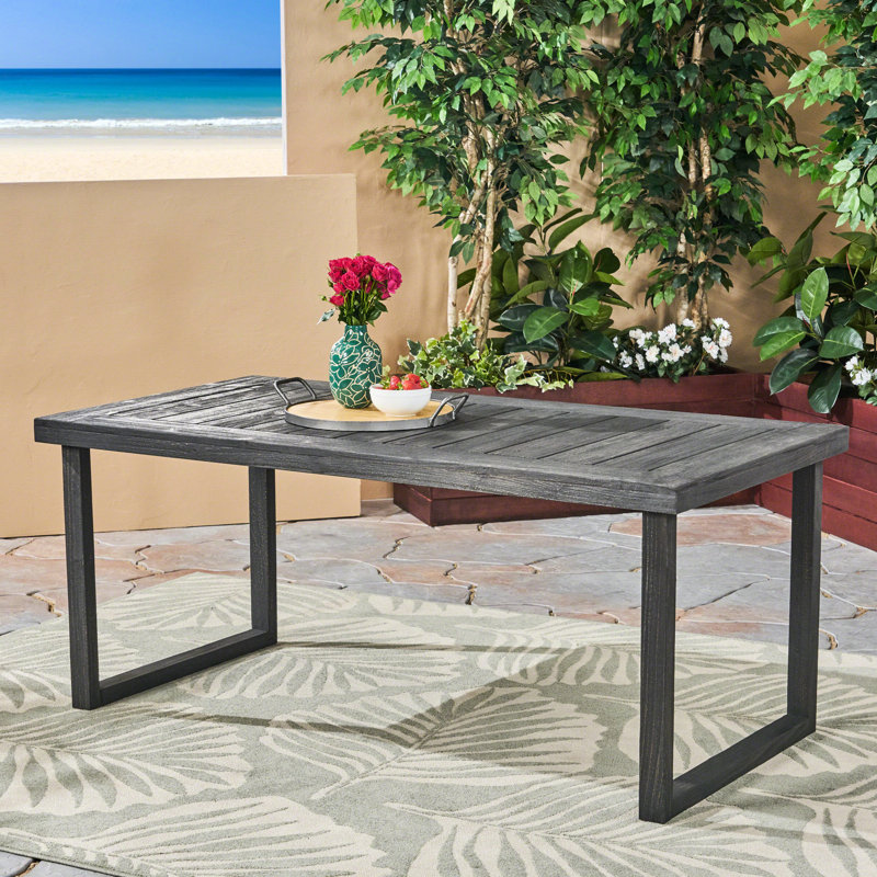 Table de salle à manger d'extérieur en bois 69 po avec magnétisme foncé