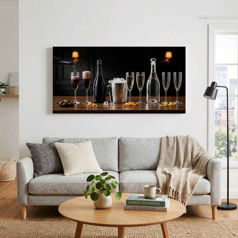 Ensemble de 1 tableau sur toile pour bar à vin, 32“W x 16”H, Wrapped Canvas