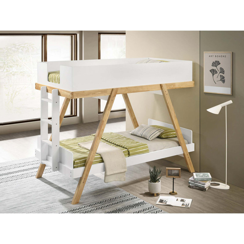 Lit superposé simple au-dessus de simple avec matelas Crispin, Blanc