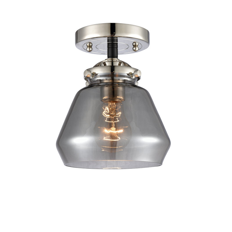 Rivka Glass Semi Flush Mount, Black Polished Nickel, Plated Smoke, LED