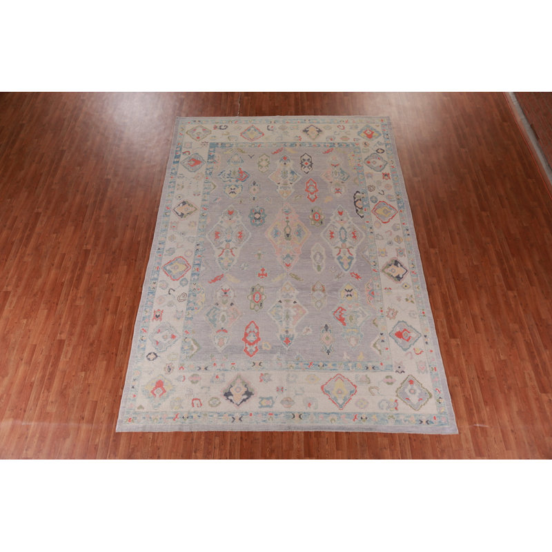 Tapis teint en laine mauve clair Oushak 9 x 13