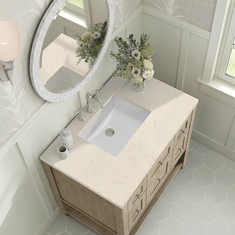 Breckenridge 36'' W Single Vanity, Whitewashed Oak, 8" Widespread, Parisien Bleu