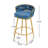 Swivel Counter Height Bar Stools Set Of 2, 31." Bar Height Stools With Hand-Woven Backrest & Gold Metal Legs, Modern Low Back Upholstered Kitchen Chairs With Footrest For Island, Dining Room,Blue-619647896
