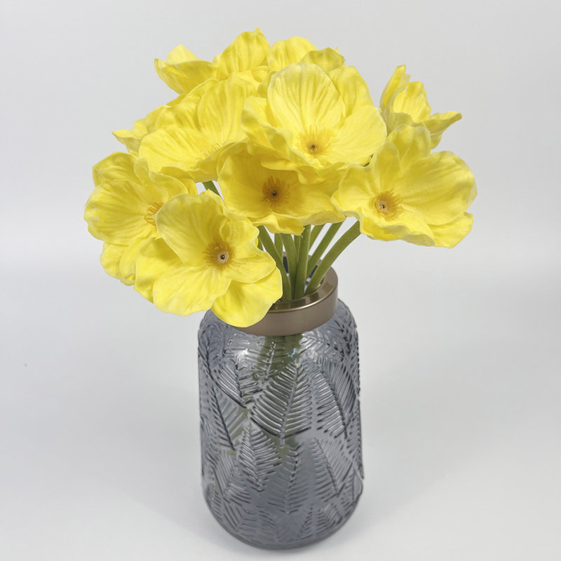 12Pcs Artificial Flowers False Poppy Flowers, Yellow
