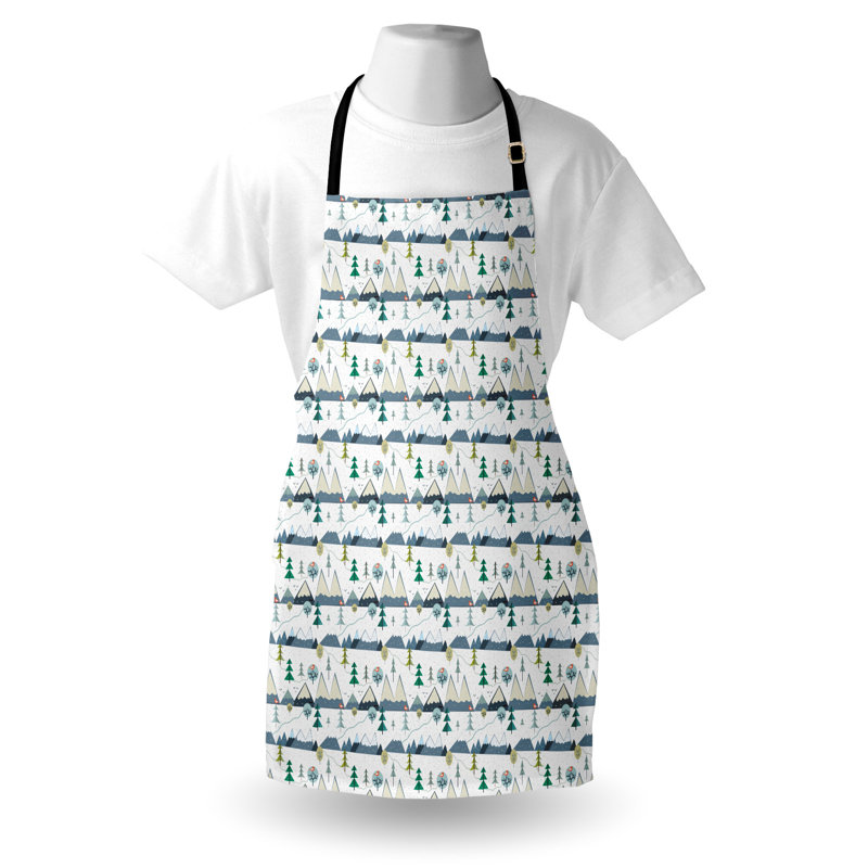 Bungalow Rose Winter Apron Unisex Snowy Landscape Mountains Adult Size Multicolor