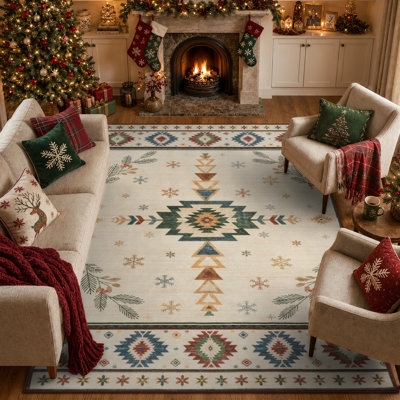Tapis de Noël antidérapant de Noël flocon de neige lavable pour salon