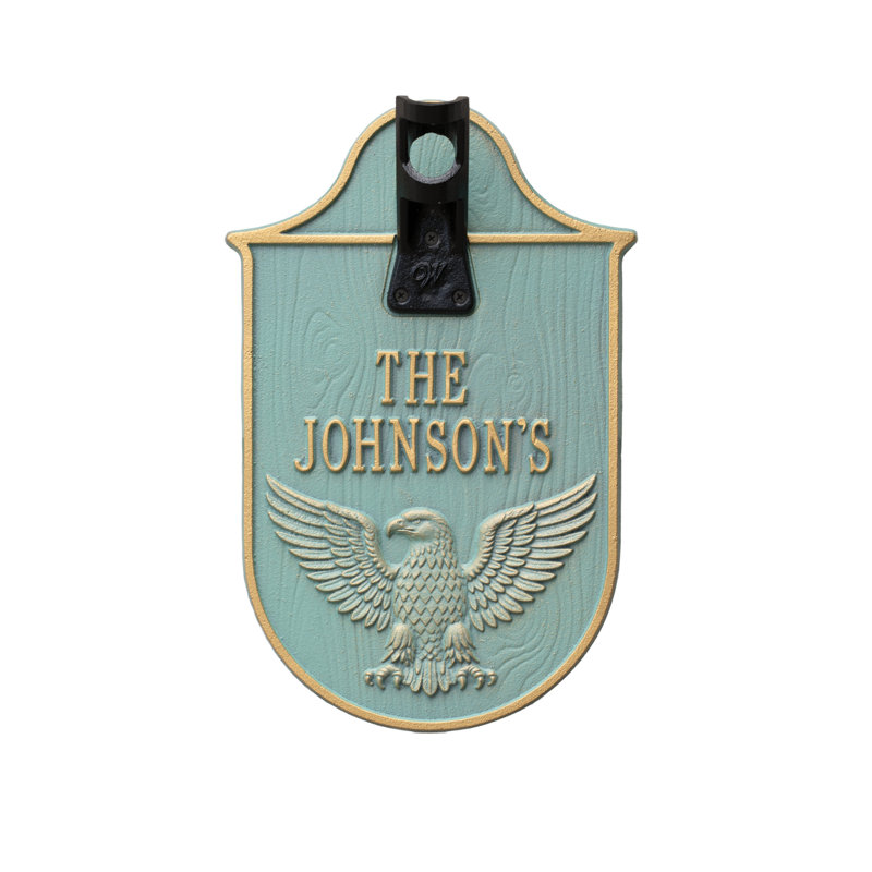 Eagle Flagpole Holder Plaque, Standard Wall 2-line