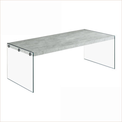 Table basse grise rectangulaire avec verre trempé transparent - Style moderne facile à nettoyer pour le salon