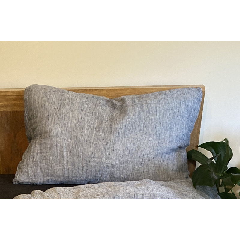 100% Linen Solid Colour Duvet Cover Set with Pillowcases, Blue